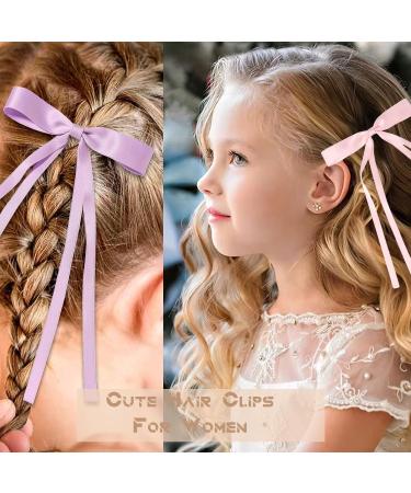 4pcs Satin Bowknot Hair Clips Accessories for Toddlers Girls Women Bow Claw Clip Hairpins Colorful Bow Tassel Hair Clips Long Ribbon Hair Barrettes - Buy Online on GoSupps.com