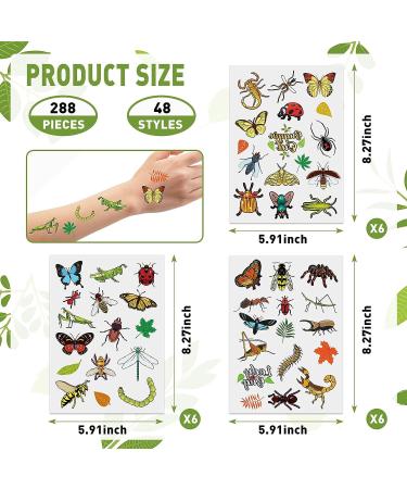 Insect and Reptile Temporary Tattoos - 288 Pieces for Kids' Bug Party - Bees, Spiders, Beetles, Butterflies - Party Favor and Birthday Supplies - Buy Online on GoSupps.com