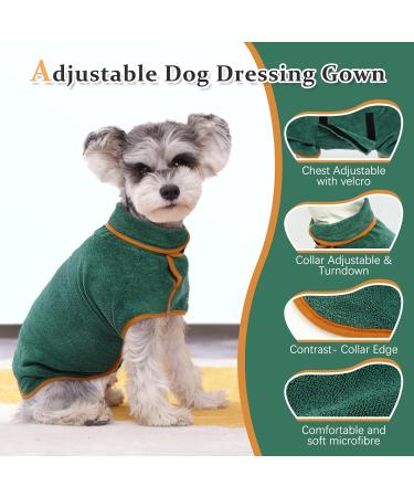 Kuoser Dog Bathrobe Towel | Extra Absorbent Microfiber Bathing Wrap for Medium Dogs | Adjustable Velcro Fastener | Green Dog Bathrobe - Buy Online on GoSupps.com