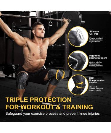 APRUT Knee Brace for Men & Women - Patella Gel Pad & Side Stabilizers - Medical Grade Support for Sports, Pain Relief, Meniscus Tear, Arthritis, ACL - Black, Large - Buy Online on GoSupps.com