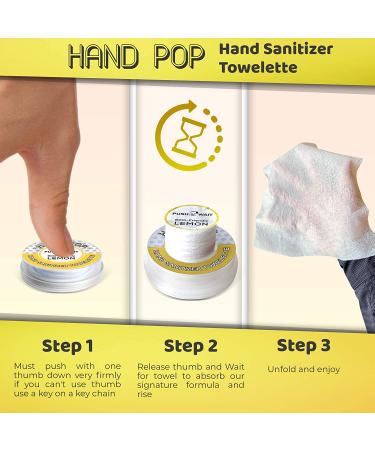Hand Pop Lemon Scent Hand Wipes - 24 Single Use Towelettes, Alcohol Free, Travel Size - Buy Online on GoSupps.com