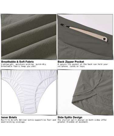 Women's 3 Inch Quick-Dry Running Shorts with Zipper Pocket - G-army Green Medium - Buy Online on GoSupps.com
