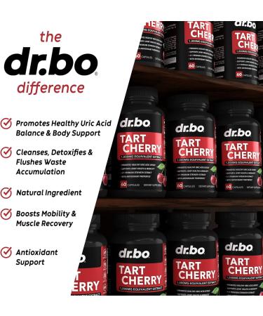 Tart Cherry Extract Capsules Uric Acid Flush Antioxidant Support & Rest | Ultra Pure Tart Cherry Vitamins Supplement - Buy Online on GoSupps.com