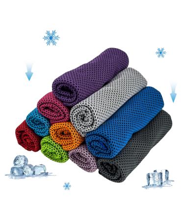 AWOWZ 10 Pack Cooling Towel Ice Towel Workout Towel, Soft Breathable Sweat Towel for Sports, Yoga, Gym, Golf, Camping, Running, Fitness, Workout & More Activities