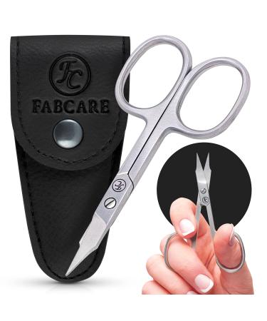 Fabcare Professional Nail Scissors Including Case & Ebook Innovative Micro-Teeth Extra Sharp Nail Scissors with Curved Edge Finger and Toe Nails Suitable for Left-Handed Users N-005