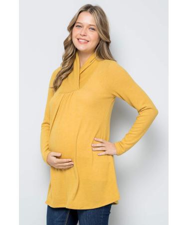 Bump Maternity High Neck Knit Sweater - XL Mustard Tunic Top | Made in USA - Buy Online on GoSupps.com
