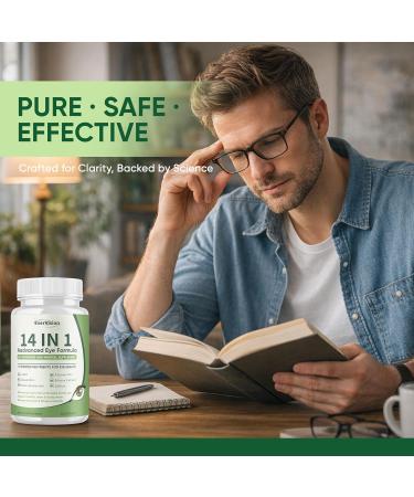 EVERVISION 14 in 1 Advanced Eye Formula Eye Supplement with Lutein Zeaxanthin Astaxanthin Bilberry Extract & Zinc Eye Vitamin and Mineral Supplement for Adults & Seniors 60 Capsules (1) - Buy Online on GoSupps.com