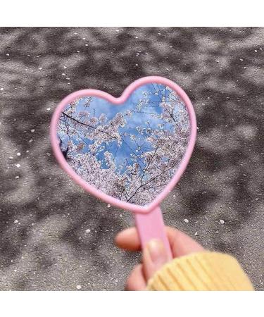 BinaryABC Heart Shaped Handheld Mirror - Travel Makeup Cosmetic Mirror (Pink) - Buy Online on GoSupps.com