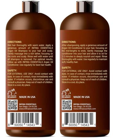 Argan Oil Shampoo & Conditioner Set - Hydrating Sulfate Free Hair Care for All Hair Types - 16 fl oz Each - Buy Online on GoSupps.com
