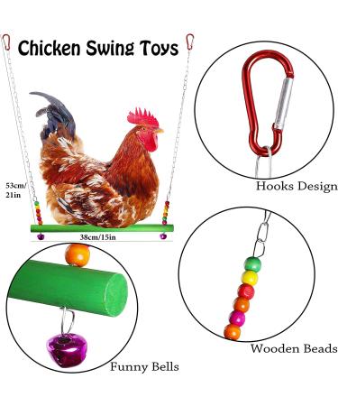 7PCS Chicken Coop Toys Set - Xylophone, Swing, Mirror, Ladder Bridge, Vegetable String Bag, Fruit Feeder - Multicolor - Buy Online on GoSupps.com