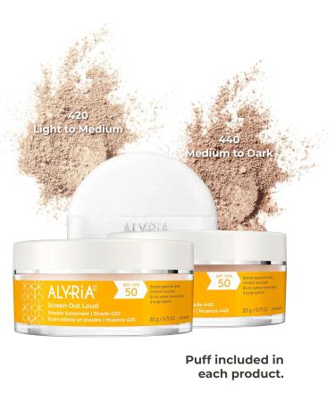 Alyria Screen Out Loud Mineral Face Sunscreen Powder with SPF 50-20g | Zinc Oxide Sunscreen Powder - Shade 440 | Mineral Sunscreen Face Powder - Buy Online on GoSupps.com