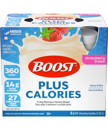 BOOST PLUS Complete Nutrition Drink Strawberry 6x237ml Bottles Case Pack of 4 Packaging May Vary