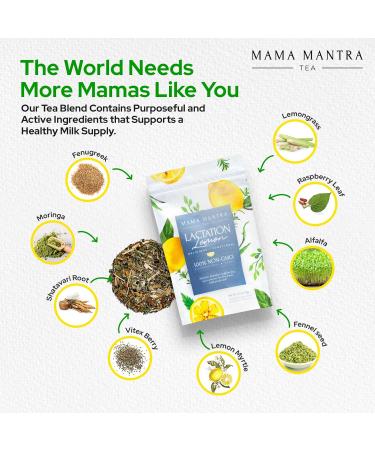 Mama Mantra Lactation Lemon Flavored Tea | Supports Mother's Milk Production for Breastfeeding and Nursing | Organic Ingredients | Mama Owned | 30 Tea Bags - Buy Online on GoSupps.com