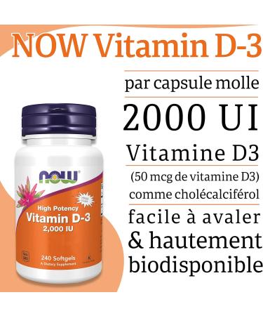 Now Foods Vitamin D3 Depot 2.000IU Cholecalciferol High Dosed 240 Soft Capsules Laboratory Tested Soy Free Gluten Free Non-GMO - Buy Online on GoSupps.com