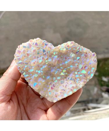 Room Decoration Gemstones for Decoration Natural Rainbow Aura Cluster Hearts Raw Crystal Cluster Heart Shape for Decoration Aura Crystal (Size : 550-600g) - Buy Online on GoSupps.com