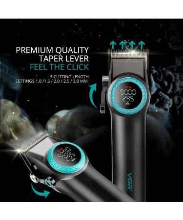 VGR Hair Clippers Men Cordless - Electric Professional Barber Hair Cutting Kit for Head Haircut - 9000 RPM - Taper Lever - Rechargeable 300 Min Battery - DLC Ceramic Blades - Long Beard Trimmer - Buy Online on GoSupps.com