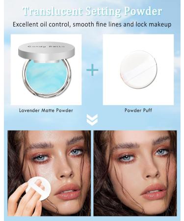 Oil Control Face Pressed Powder Smooth Translucent Setting Powder Polvo Compacto for Silky Blurring Oil Control Skin-Friendly Flawless Matte Lasting Finishing Lightweight Makeup with Powder Puff-Blue - Buy Online on GoSupps.com