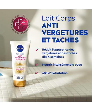NIVEA Luminous630 Anti-Stretch Marks and Stains Body Lotion (1 x 200 ml) Anti-Spot Moisturizing Body Care 48 Hour Stretch Mark Reducer Women's Care for All Skin Types - Buy Online on GoSupps.com