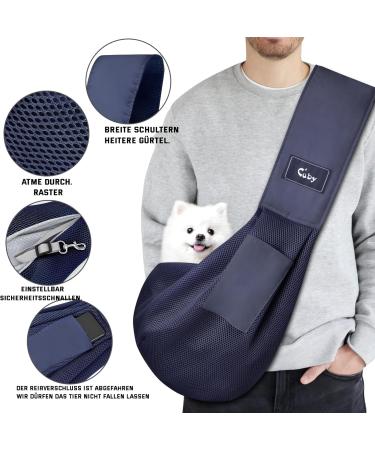 Cuby Dog Sling Carrier for Small Dogs & Cats - Travel Pet Bag (Grid Tissue Blue) - Lightweight & Comfortable - Buy Online on GoSupps.com