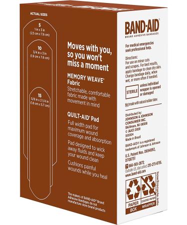 Band-Aid Brand Ourtone Flexible Fabric Adhesive Bandages - 30 Count, Assorted Sizes | Quilt-Aid Pad for Painful Wounds | Flexible Protection & Care for Minor Cuts & Scrapes - Buy Online on GoSupps.com
