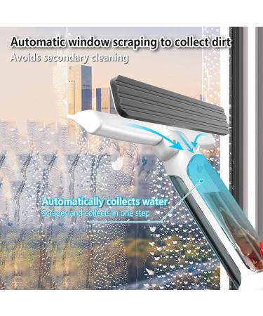 RRRYYYZZ 75'' Spray Window Squeegee with Extension Pole with 4-Section Extension Pole 4 in 1 Squeegee for Shower Glass Window Squeegee with Sewage Collector and 5 Pads - Buy Online on GoSupps.com