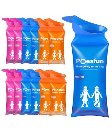 Peesfun Disposable Urinal Bag 2023 Upgraded 900ML Emergency Urine Bag Pee Bags for Travel Urinals Portable for Car Universal Urinal Bag for Men Women and Children Essential for Outdoor Travel 12 Pack