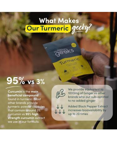 Nutrition Geeks Turmeric Tablets 2000 mg with Black Pepper & Ginger High Strength Curcumin Supplements Vegan and Gluten Free UK Made 120 Count - Buy Online on GoSupps.com