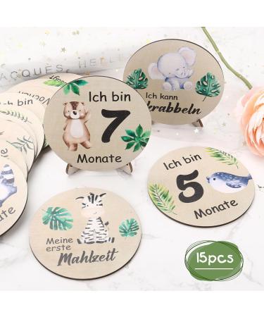 Wooden Double-Sided Baby Milestone Cards - Monthly Photo Props for Newborns | Milestone Announcement Cards - Buy Online on GoSupps.com