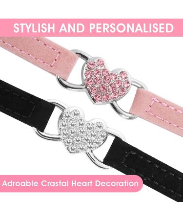 Shop Cobee Bling Heart Cat Neck Band - Adjustable Rhinestone Pet Collar with Bell for Small Cats & Dogs - Pink/Black - Buy Online on GoSupps.com