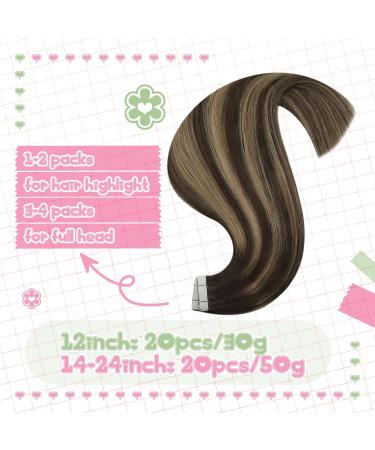 Youngsee Ombre Tape Extensions - Real Hair 55cm #4/27/4 | Seamless Invisible Remy Hair 50g - Buy Online on GoSupps.com