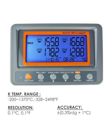 4-Channel K Type Thermometer SD Card Data Logger | Thermocouple Temperature + 2 Bead Type K Probes | A0188598 - International Shipping Available - Buy Online on GoSupps.com