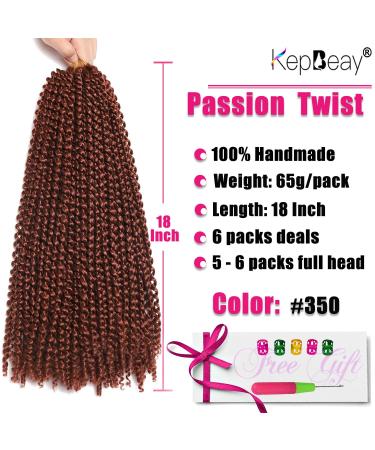 Passion Twist Hair 18 Inch Water Wave Crochet 6 Pcs Copper Red Synthetic Extensions - Buy Online on GoSupps.com