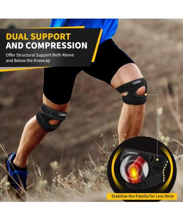CAMBIVO 2 Pack Patella Knee Braces with Gel Pad for Knee Pain Relief - Large Black - Buy Online on GoSupps.com