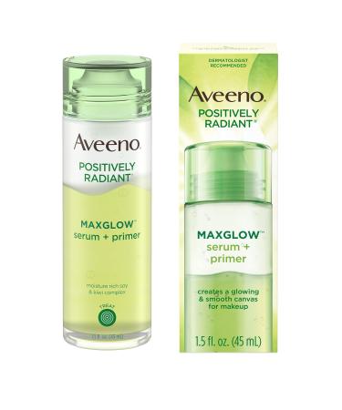 Aveeno Positively Radiant MaxGlow Hydrating Face Serum + Primer with Moisture Rich Soy & Kiwi Complex Hypoallergenic Non-Comedogenic Paraben- & Phthalate-Free 1.5 fl. oz