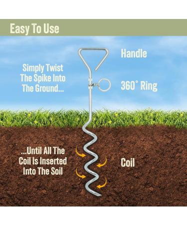 Milestone Camping 31690 Outdoor Corkscrew Tie Out Stake / Keyring Attachment / Tether Pets and Tents / Ideal for Camping Hiking Fishing and More - Buy Online on GoSupps.com