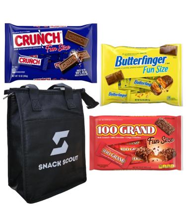 Ferrara American Crunch Butterfinger 100 Grand Chocolate Candy Bars Fun Size Bundle With Snack Scout Lunch Bag