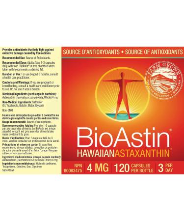 BioAstin Hawaiian Astaxanthin 4mg 120ct Antioxidant Grown in Hawai'i 120 count (Pack of 1) - Buy Online on GoSupps.com