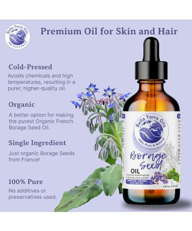 Buy Bella Terra Organic Borage Seed Oil 8 oz - Cold-Pressed Rich in Vitamin E & Omega Fatty Acids for Youth & Beauty | International Shipping Available - Buy Online on GoSupps.com