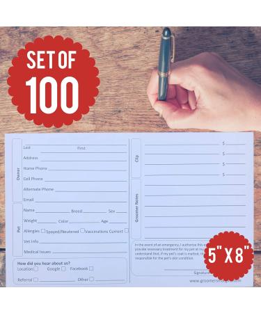 Pet Dog Cat Grooming Customer Clip Cards (100 Pack Thick 8 X 5 inch Professional Profile Kennel Record Care Service Card) - Buy Online on GoSupps.com