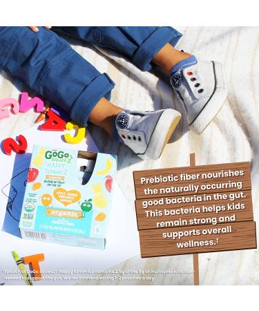 GoGo squeeZ Happy TummieZ Organic Apple Mango Pineapple Banana - 24 Pack Kids Snacks, Gluten Free, Vegan, Prebiotic Fiber - Buy Online on GoSupps.com