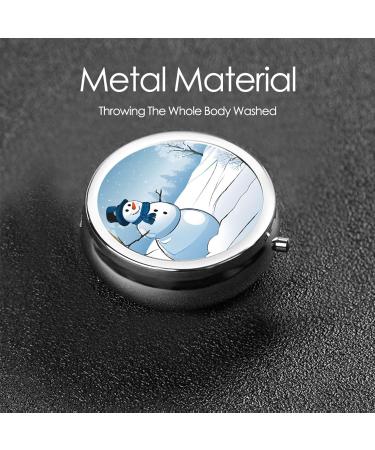 Christmas Printed Mini Round Pill Box | 3 Compartment Portable Organizer for Travel Home & Office - Buy Online on GoSupps.com