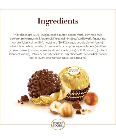 P QUES FERRERO ROCHER FINES GAUFRETTES ENROBEES DE CHOCOLAT AU LAIT ET NOISETTES AVEC NOISETTE ENTIERE OEUF 16 PIECES - Buy Online on GoSupps.com