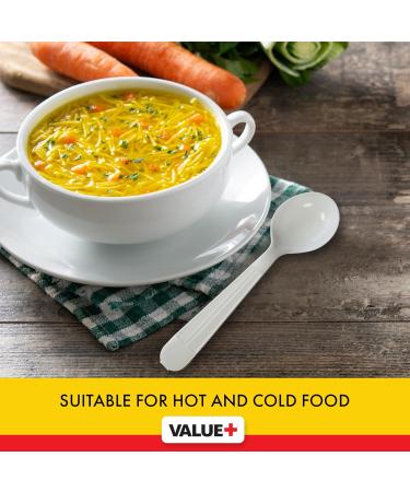 Value Plus (1000 Count) White Disposable Soup Spoon Heavy Weight Polypropylene Cutlery for Birthday Party Picnic Barbecue Ideal for Office & Take Away - Buy Online on GoSupps.com