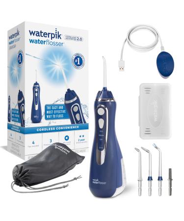 Waterpik Cordless Advanced Water Flosser with 3 Pressure Settings Dental Plaque Removal Tool Ideal for Travel or Small Bathrooms with USB Charger Blue (WP-583UK) 583 Blue