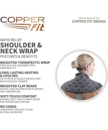 Copper Fit Rapid Relief Neck & Shoulder Wrap - Grey | Soothing Pain Relief - Buy Online on GoSupps.com