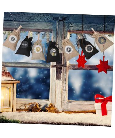 KONTONTY 1 Set Christmas Sack Calendar Candy Bags Jute Rope Holiday Xmas Biscuit Bags Drawstring Linen Bag - Buy Online on GoSupps.com
