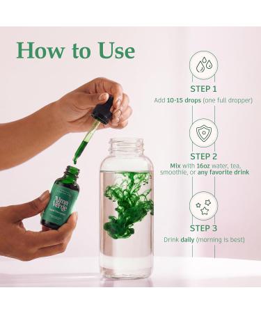 Alma Verde Liquid Chlorophyll Drops - Chlorophyll Water with Aloe Vera Juice for Body Odor Bloating Relief & Gut Health - Natural Deodorant Alternative for Women - Skin Glow & Detox - Vegan - 30ml - Buy Online on GoSupps.com