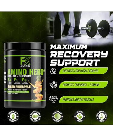 Amino Hero Diced Pineapple Flavor | 25 Servings Post-Workout Recovery Drink | Energy Powder Mix with BCAA EAA & Electrolytes | Endurance & Muscle Support | Buy 2 Packs Online - Buy Online on GoSupps.com
