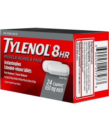 Tylenol 8 HR Muscle Aches & Pain Relief 650mg 24 ct - Buy Online on GoSupps.com