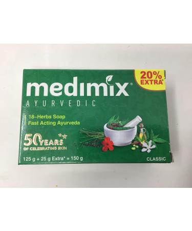 Medimix Herbal Handmade Ayurvedic Classic 18 Herb Soap for Healthy and Clear Skin Pack of 10 (10 x 125 g)